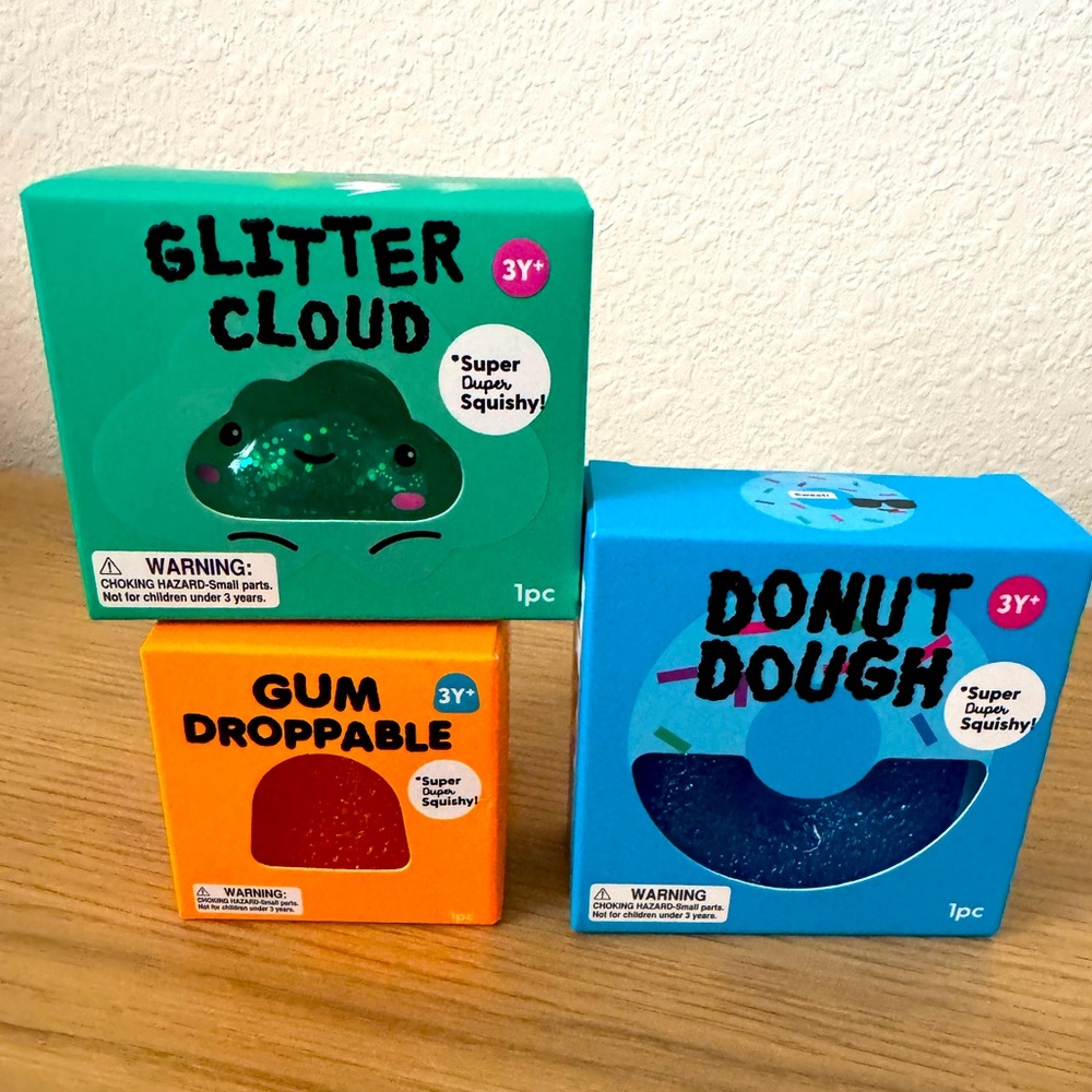 J’adore x Target SQUISHIES. Glitter Cloud, Gum Droppable, Donut Dough